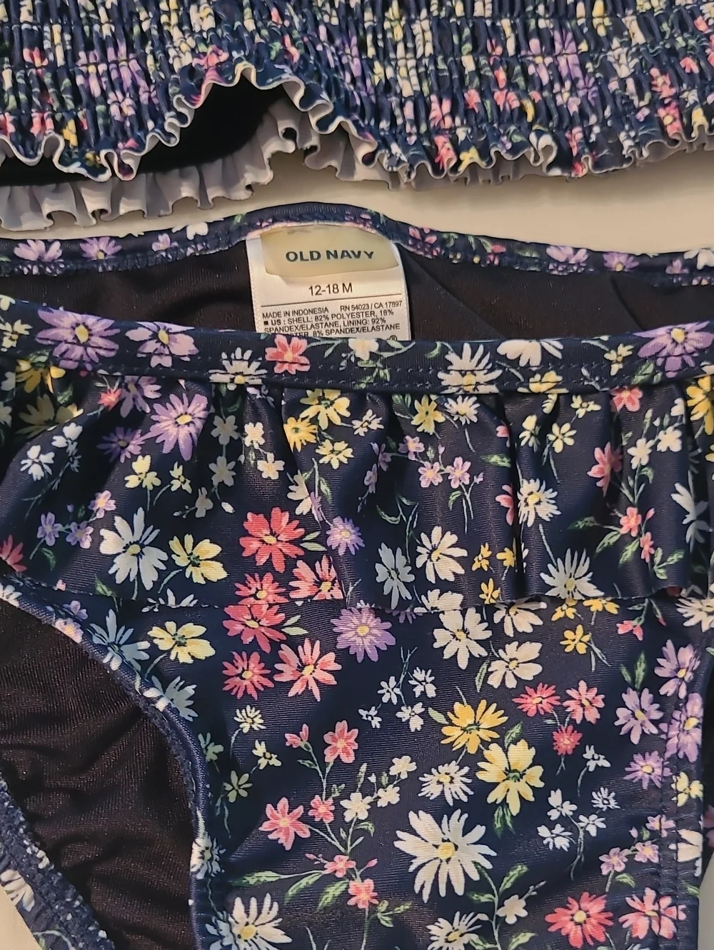 Old Navy Navy Floral Smocked Bikini Set